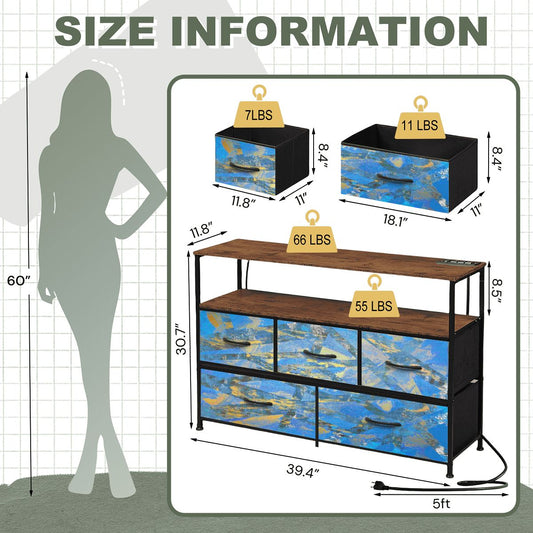 Gavin Scott TV Stand w/5 Drawer Dresser & Charging Station