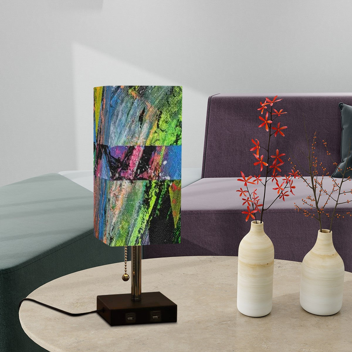 Gavin Scott Square Table Lamp with USB Port