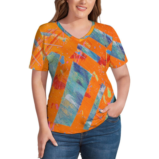 Gavin Scott Ice Silk V-Neck Short-sleeve Shirt (Femme S-5XL)