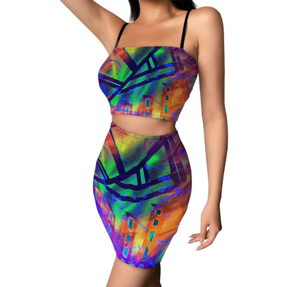 Gavin Scott Crop Tank Top & Mini Skirt Set (Femme S-4XL)