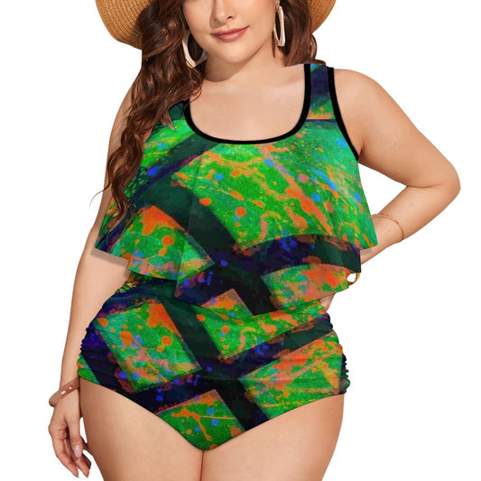 Gavin Scott Ruffled Two Piece Swimsuit (Femme XL-4XL)