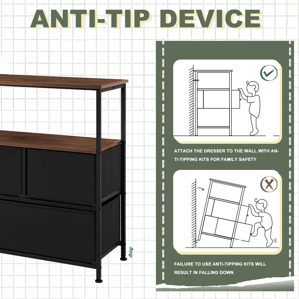Gavin Scott TV Stand w/5 Drawer Dresser & Charging Station