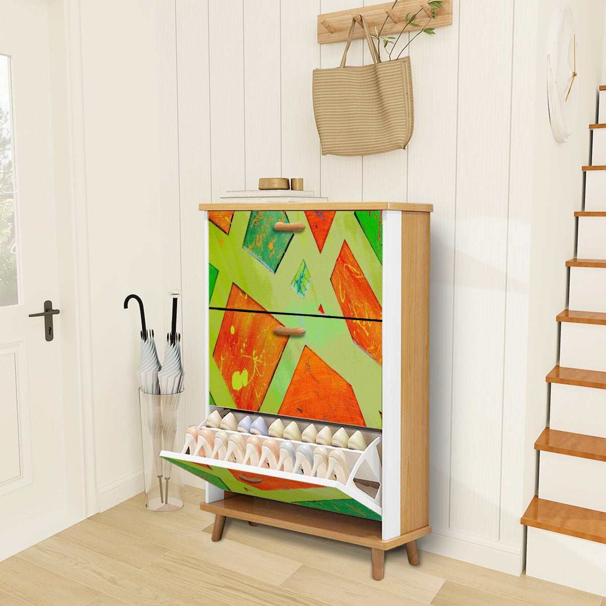 Gavin Scott Wood & Leather Shoe Cabinet