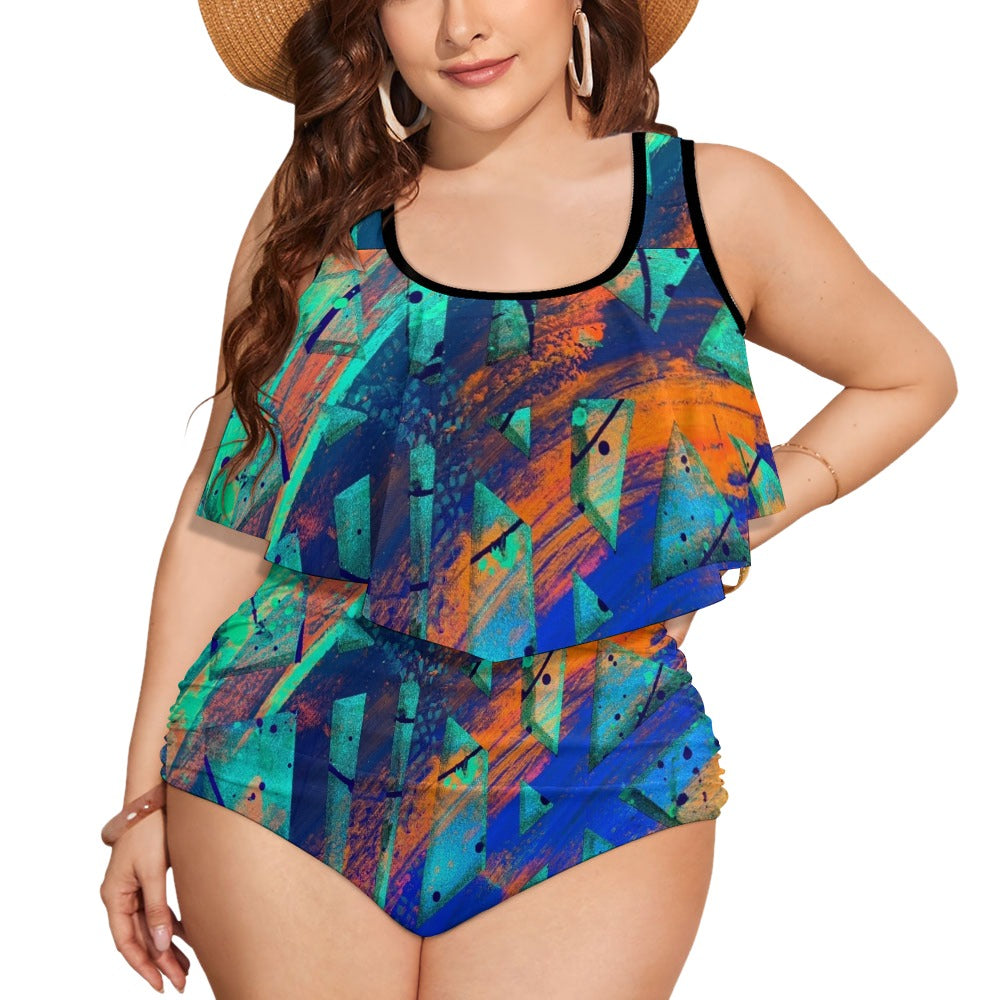 Gavin Scott Ruffled Two Piece Swimsuit (Femme XL-4XL)
