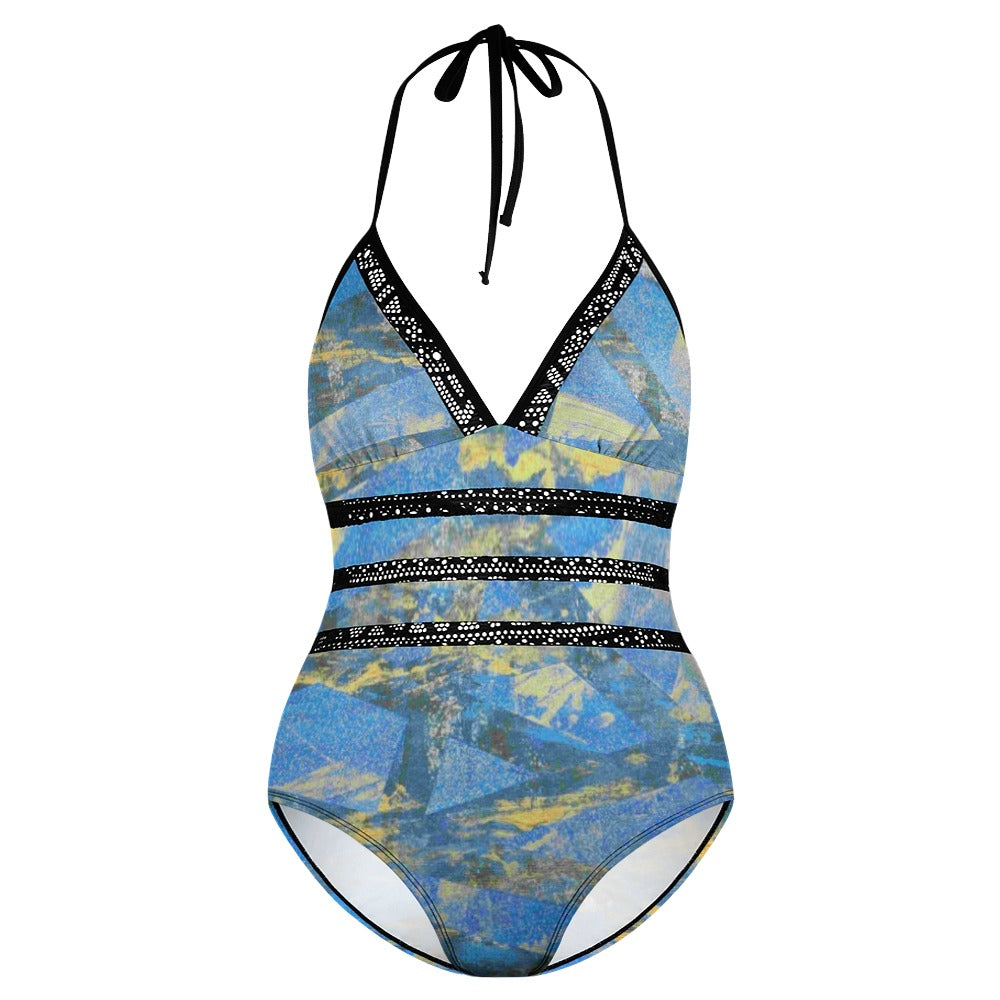 Gavin Scott Lace Halter One-Piece Swimsuit (Femme XL-4XL)