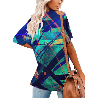 Gavin Scott Ice Silk V-Neck Short-sleeve Shirt (Femme S-5XL)