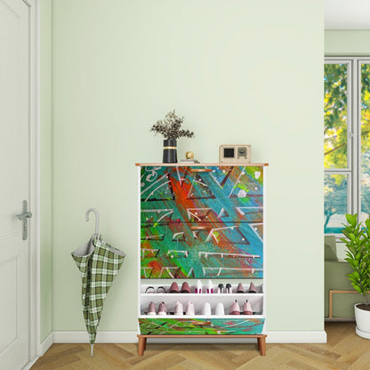 Gavin Scott Wood & Leather Shoe Cabinet