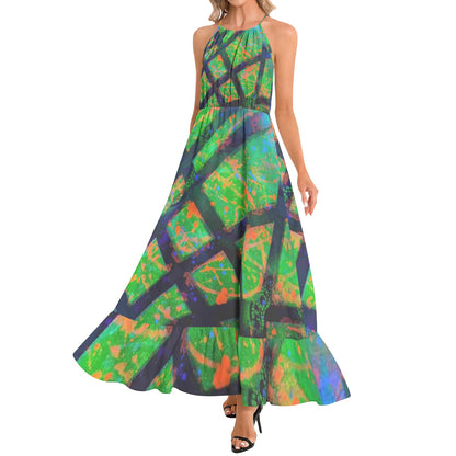 Gavin Scott Ruffle Hem Halter Neck Maxi Dress (Femme XS-3XL)