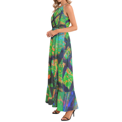 Gavin Scott Ruffle Hem Halter Neck Maxi Dress (Femme XS-3XL)