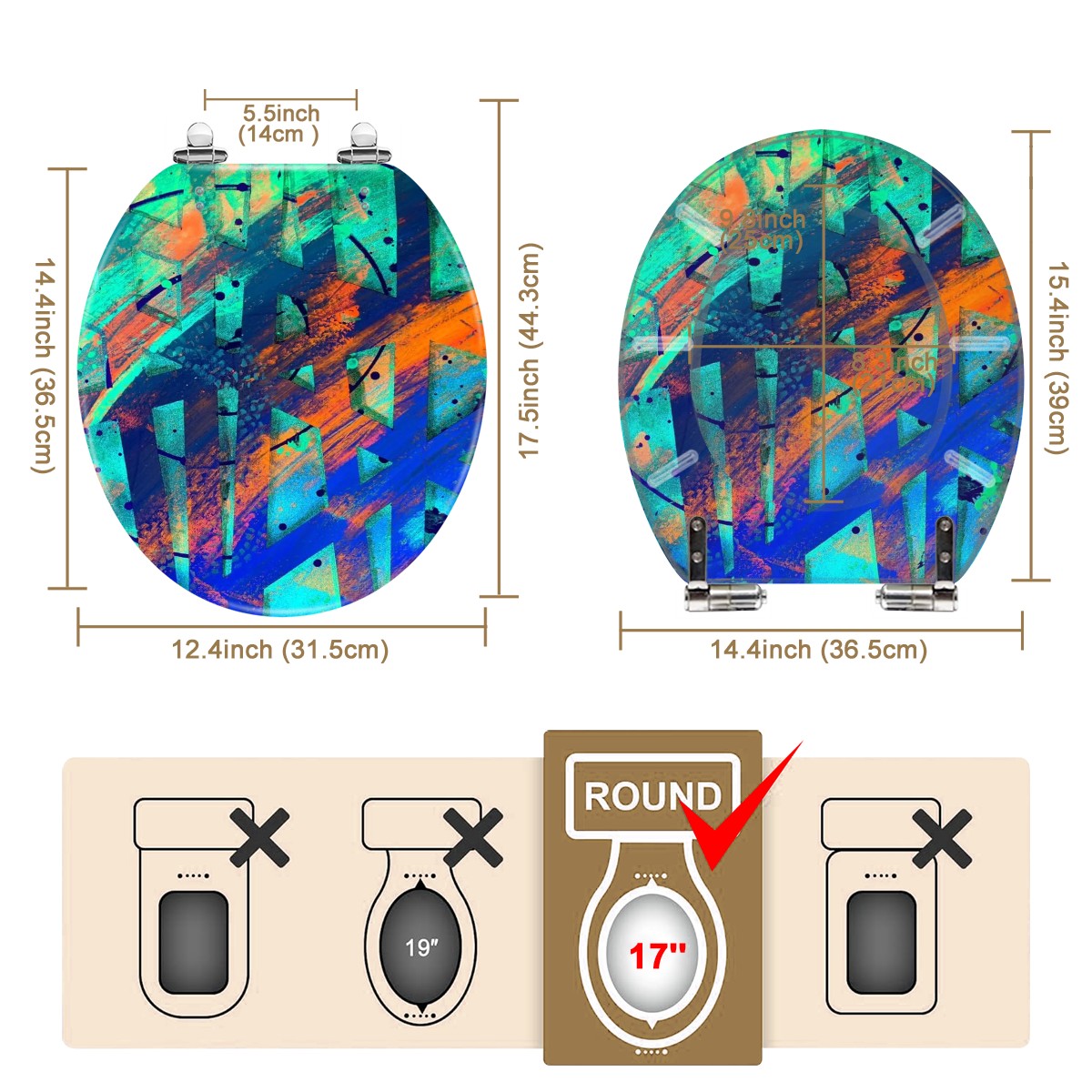 Gavin Scott Round Toilet Seat w/Matching Soft-close Lid (O-Shape)