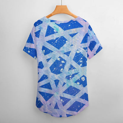 Gavin Scott Ice Silk V-Neck Short-sleeve Shirt (Femme S-5XL)