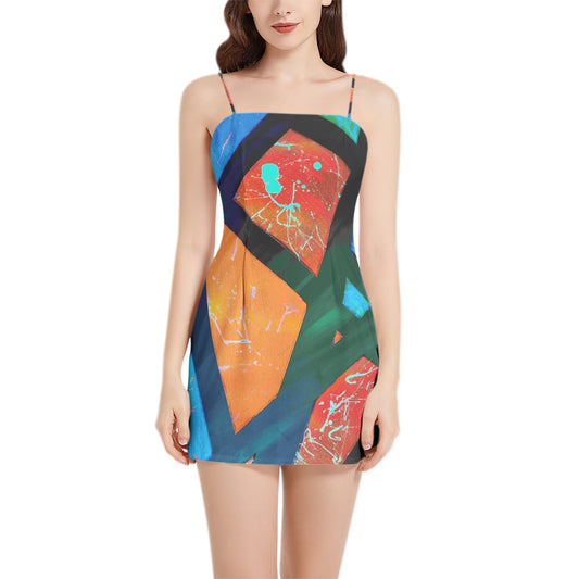 Sleeveless Square Neckline Spaghetti Strap Mini Dress