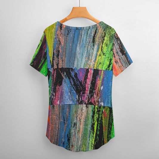 Gavin Scott Ice Silk V-Neck Short-sleeve Shirt (Femme S-5XL)