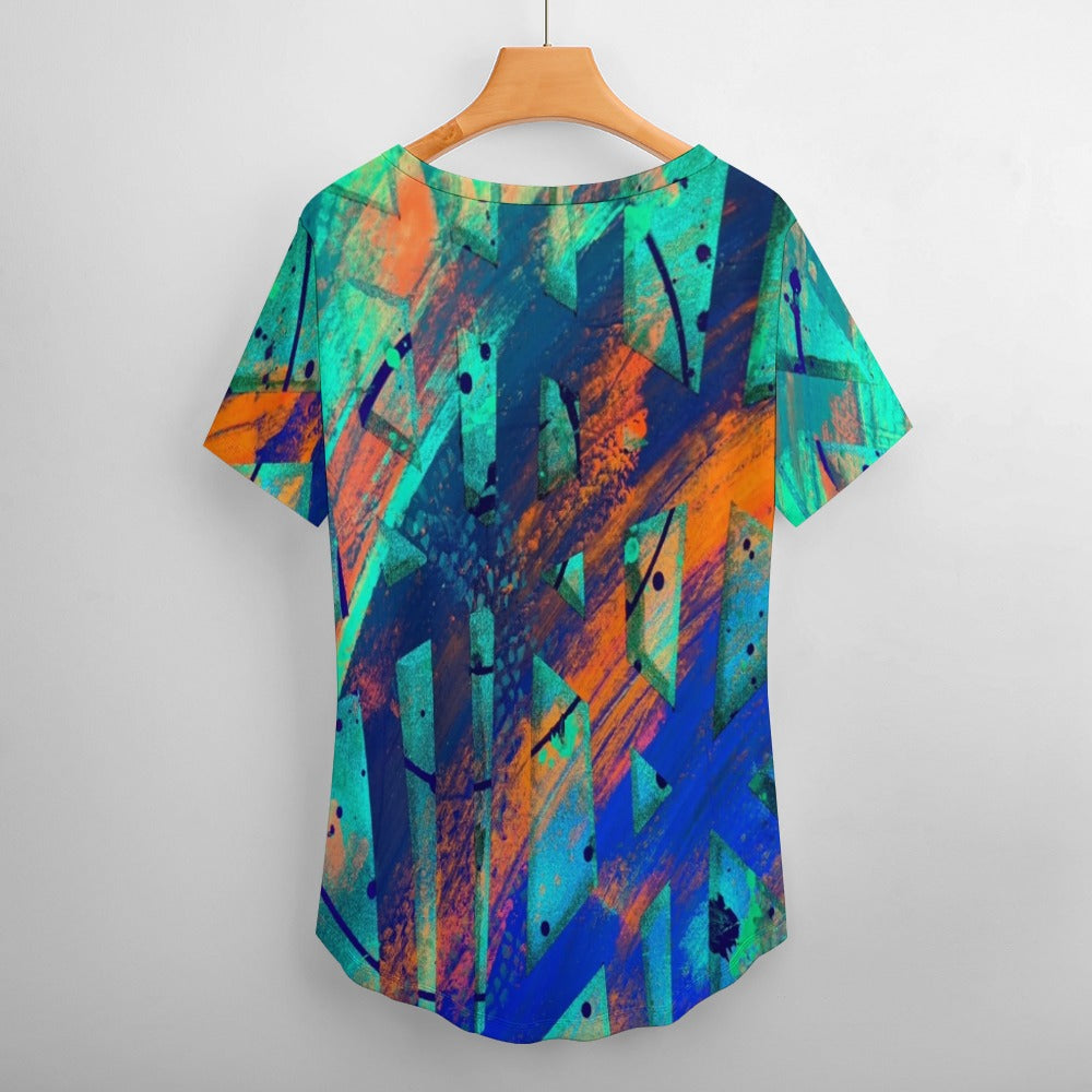 Gavin Scott Ice Silk V-Neck Short-sleeve Shirt (Femme S-5XL)