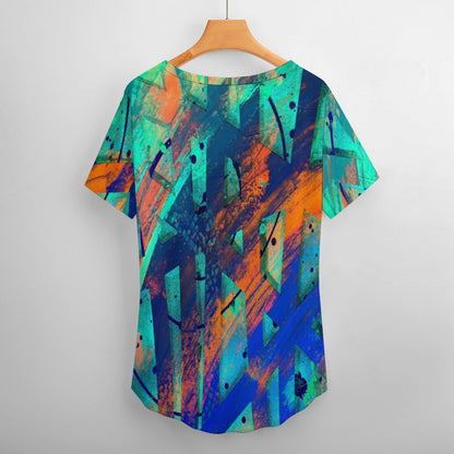 Gavin Scott Ice Silk V-Neck Short-sleeve Shirt (Femme S-5XL)
