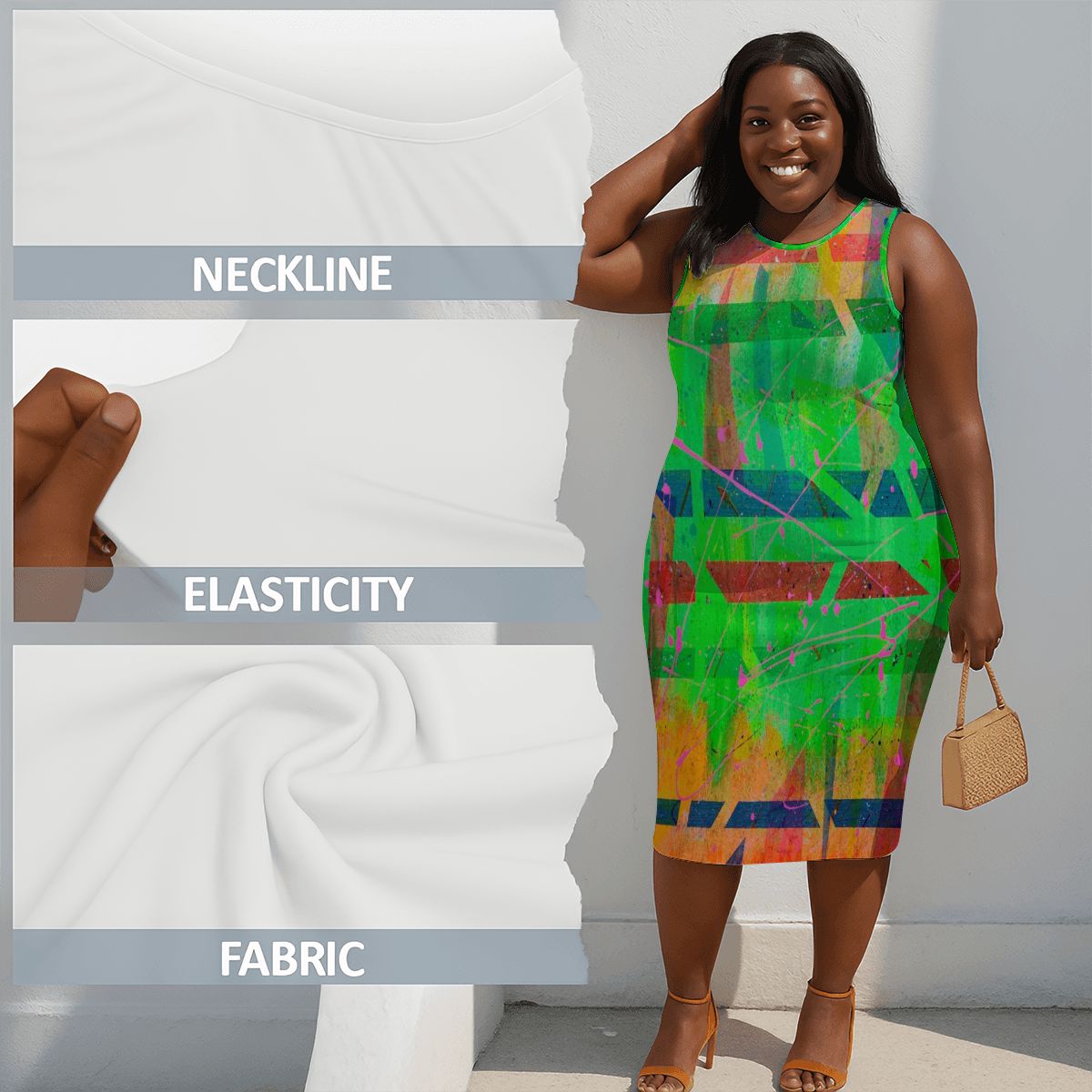 Gavin Scott Sleeveless Bodycon Dress (Femme L-4XL)