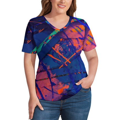 Gavin Scott Ice Silk V-Neck Short-sleeve Shirt (Femme S-5XL)