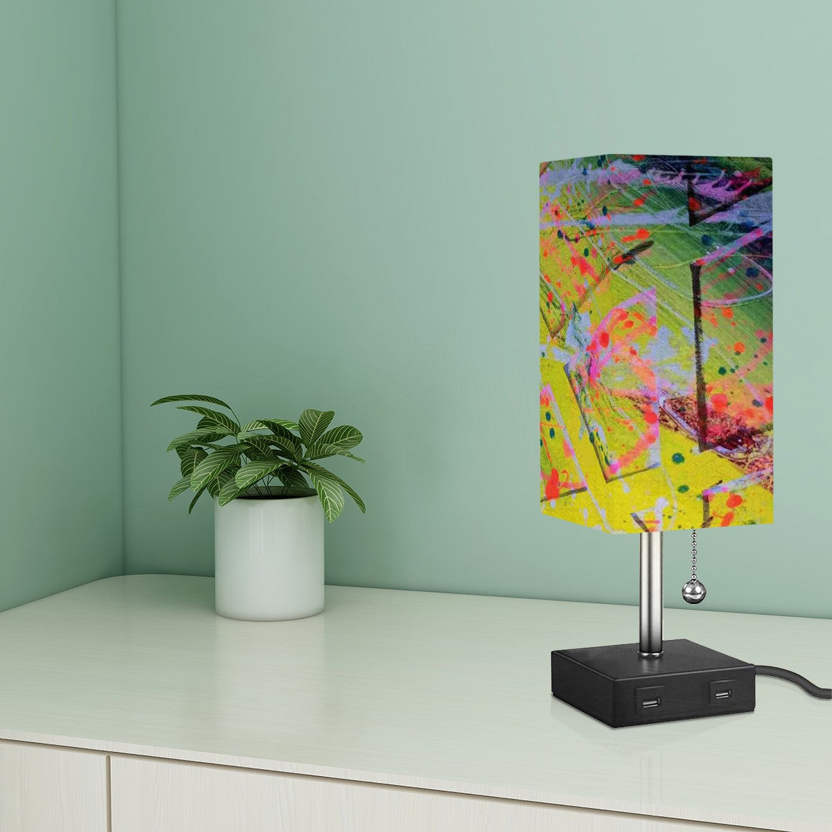 Gavin Scott Square Table Lamp with USB Port