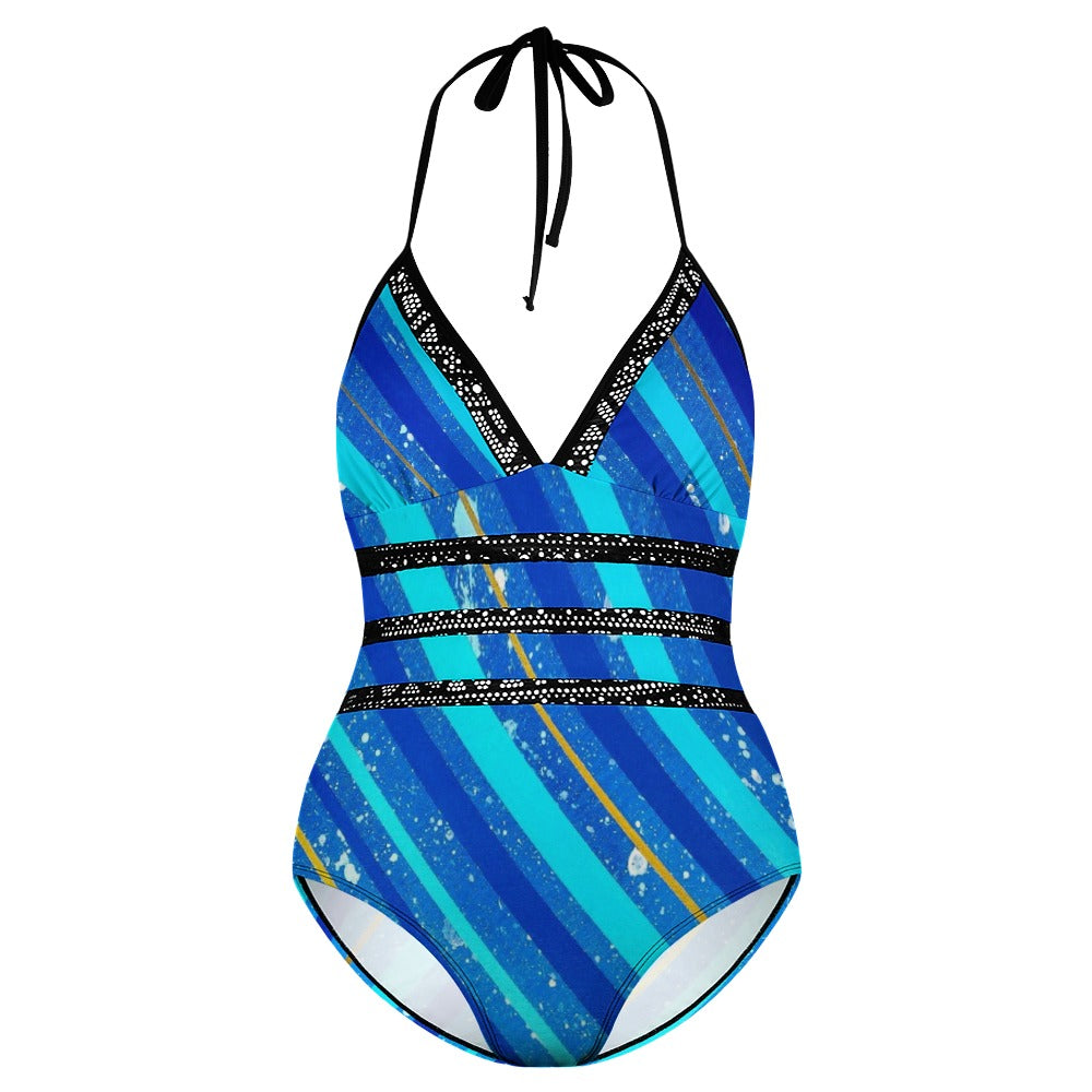 Gavin Scott Lace Halter One-Piece Swimsuit (Femme XL-4XL)