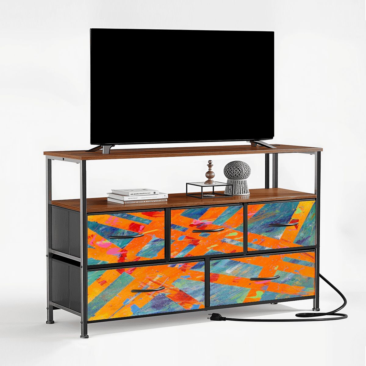 Gavin Scott TV Stand w/5 Drawer Dresser & Charging Station