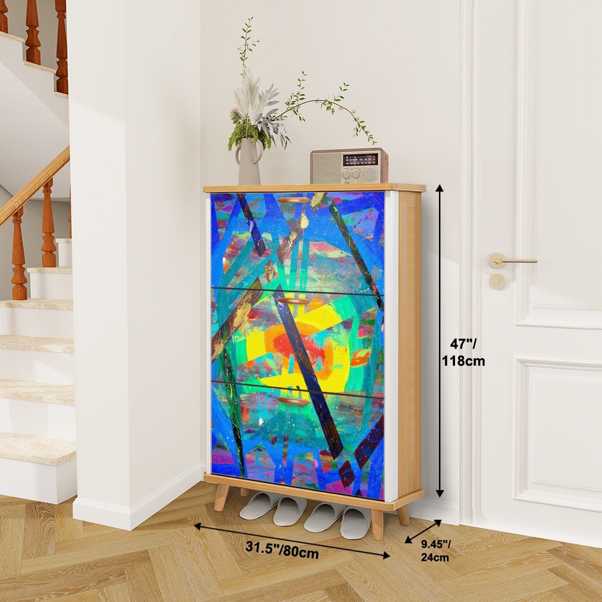 Gavin Scott Wood & Leather Shoe Cabinet