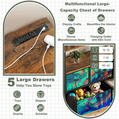 Gavin Scott TV Stand w/5 Drawer Dresser & Charging Station