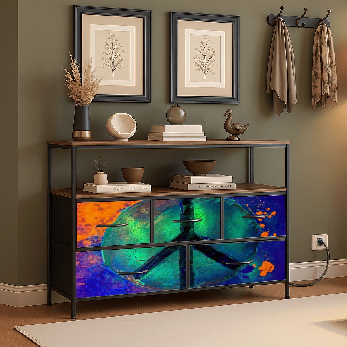 Gavin Scott TV Stand w/5 Drawer Dresser & Charging Station