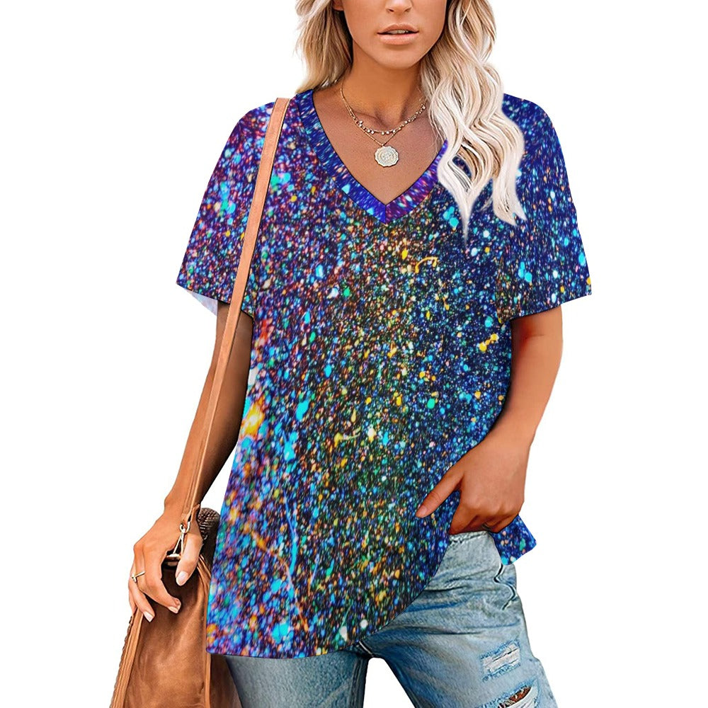 Gavin Scott Ice Silk V-Neck Short-sleeve Shirt (Femme S-5XL)