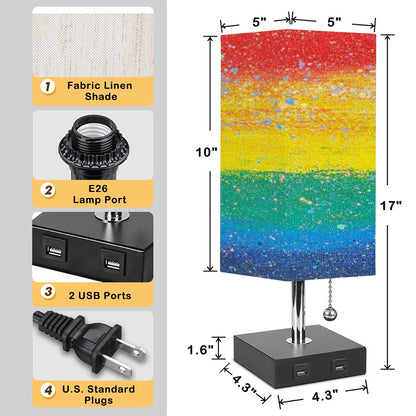 Gavin Scott PRIDE Square Table Lamp with two USB Ports