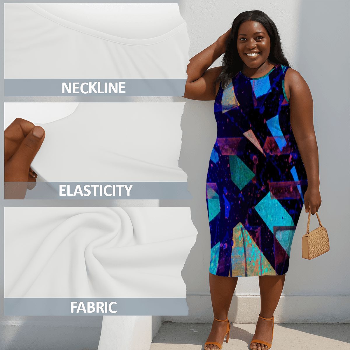 Gavin Scott Sleeveless Bodycon Dress (Femme L-4XL)