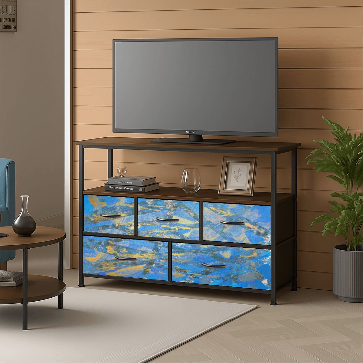 Gavin Scott TV Stand w/5 Drawer Dresser & Charging Station