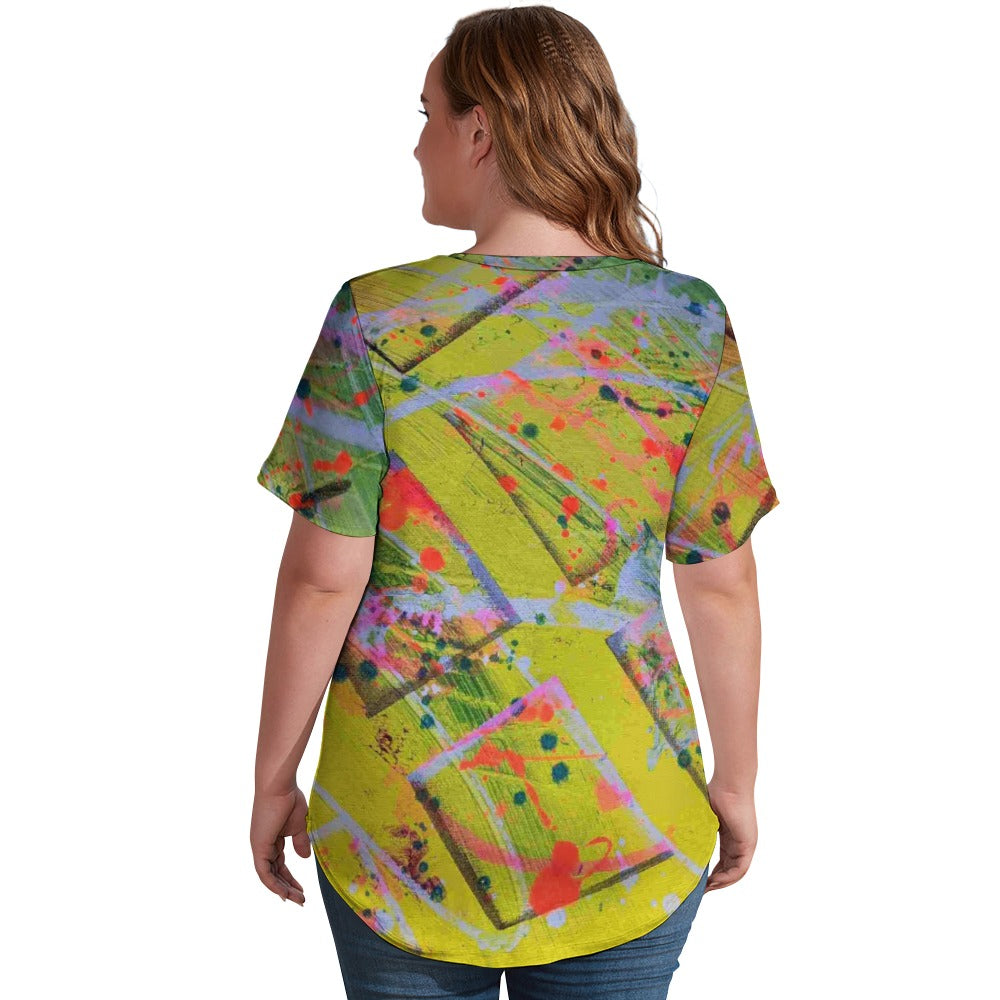 Gavin Scott Ice Silk V-Neck Short-sleeve Shirt (Femme S-5XL)