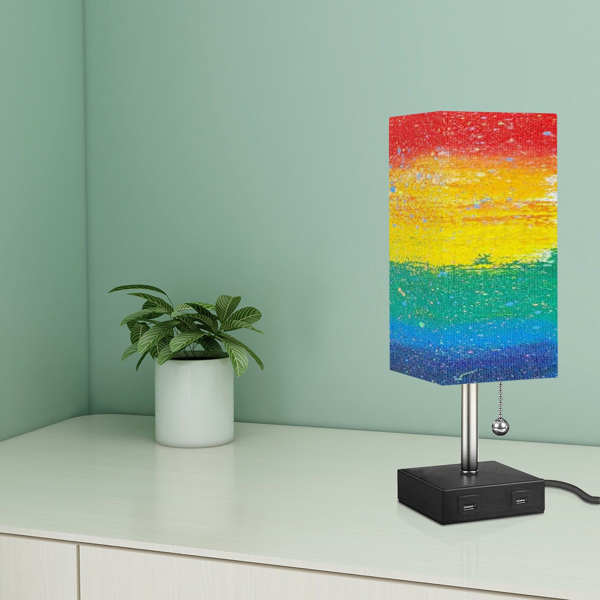 Gavin Scott PRIDE Square Table Lamp with two USB Ports