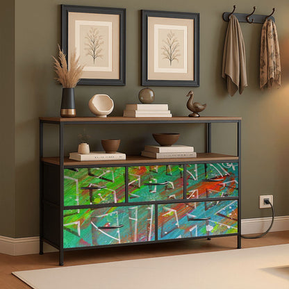 Gavin Scott TV Stand w/5 Drawer Dresser & Charging Station