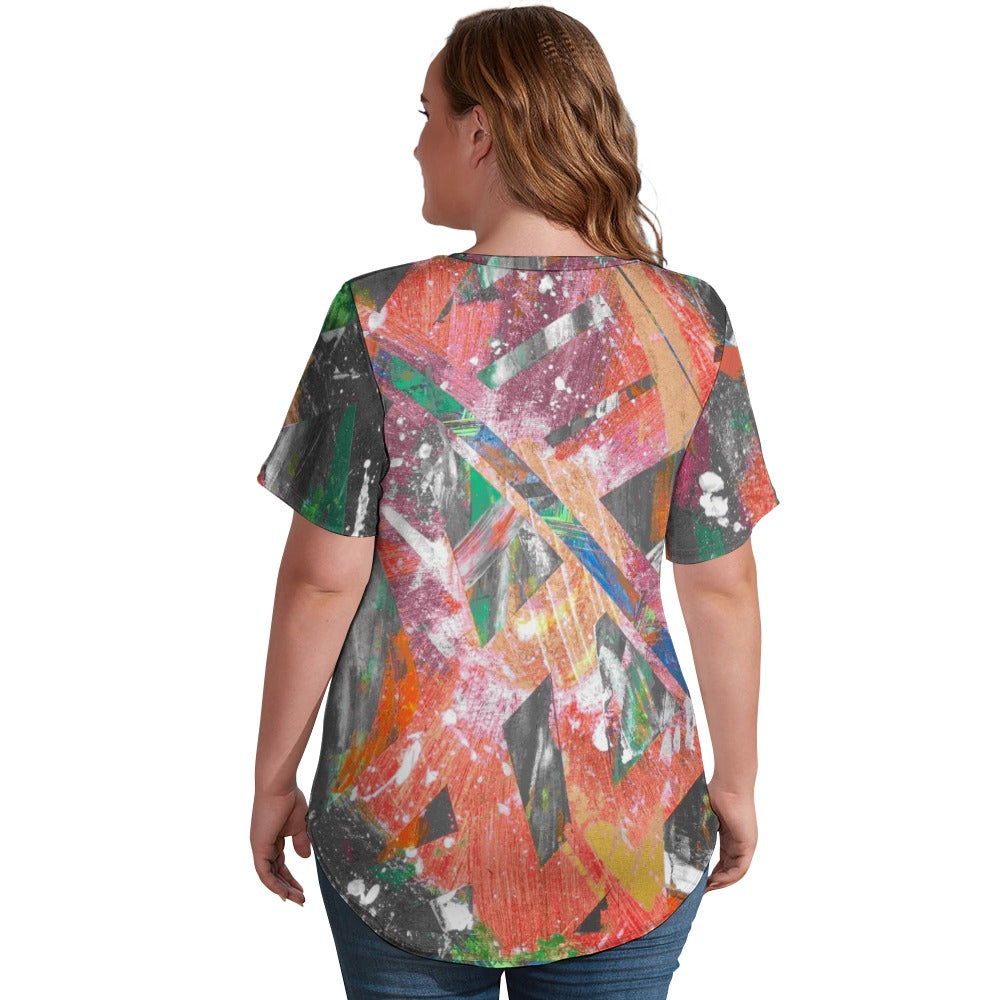 Gavin Scott Ice Silk V-Neck Short-sleeve Shirt (Femme S-5XL)