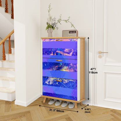 Gavin Scott Wood & Leather Shoe Cabinet