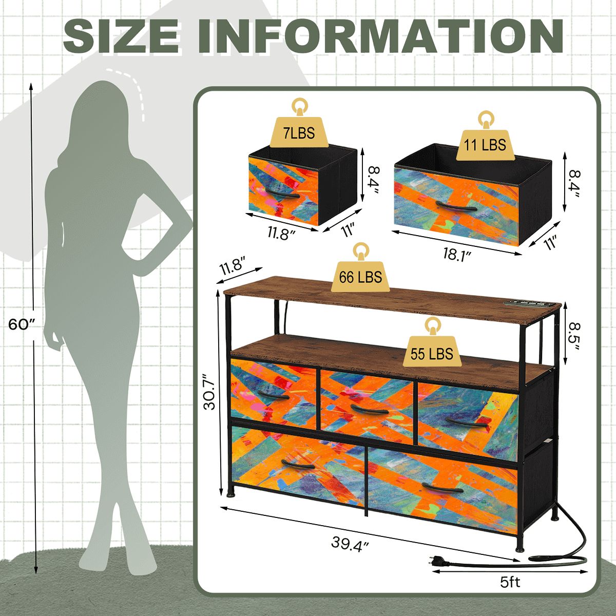 Gavin Scott TV Stand w/5 Drawer Dresser & Charging Station