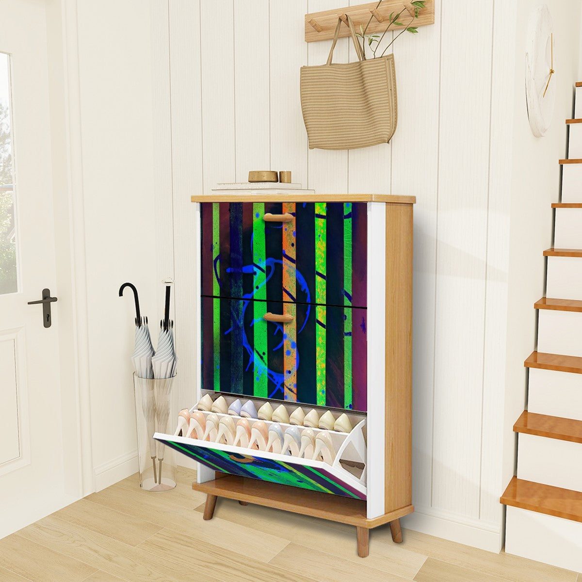 Gavin Scott Wood & Leather Shoe Cabinet