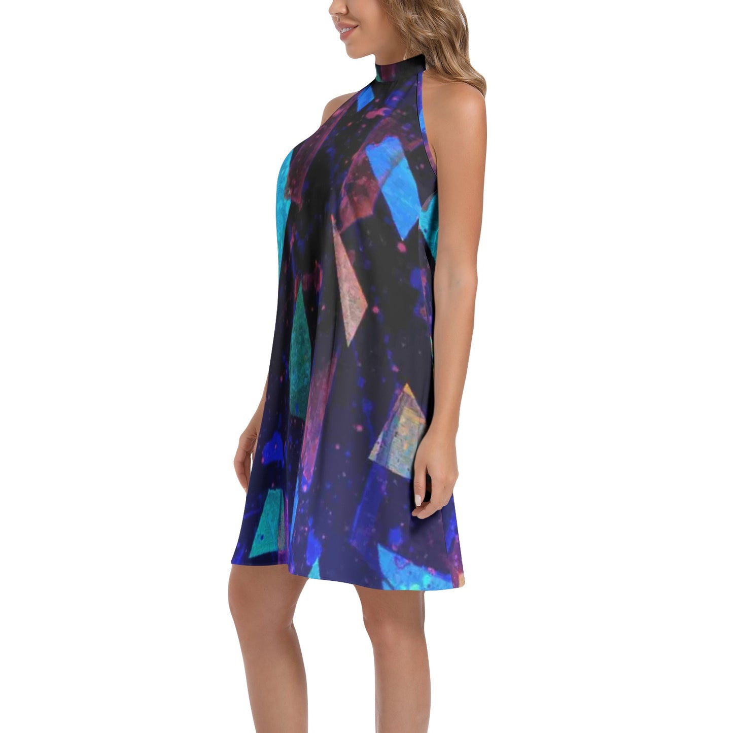 Gavin Scott Tie Back Halter Neck Flared Dress (Femme XS-3XL)