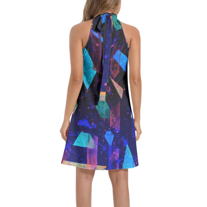 Gavin Scott Tie Back Halter Neck Flared Dress (Femme XS-3XL)