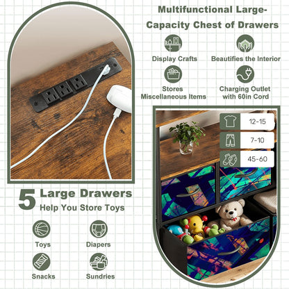 Gavin Scott TV Stand w/5 Drawer Dresser & Charging Station