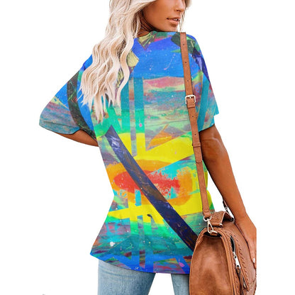 Gavin Scott Ice Silk V-Neck Short-sleeve Shirt (Femme S-5XL)