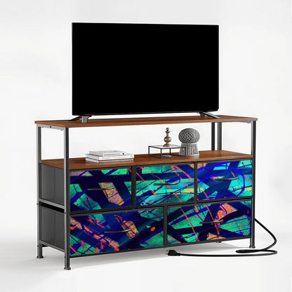 Gavin Scott TV Stand w/5 Drawer Dresser & Charging Station