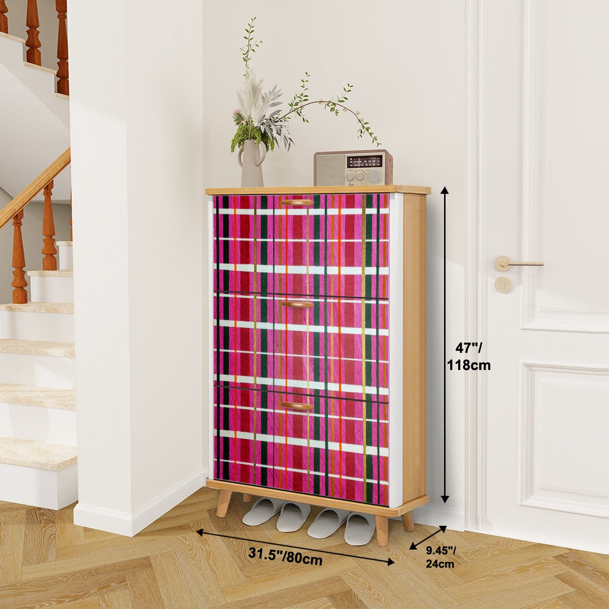 Gavin Scott Wood & Leather Shoe Cabinet