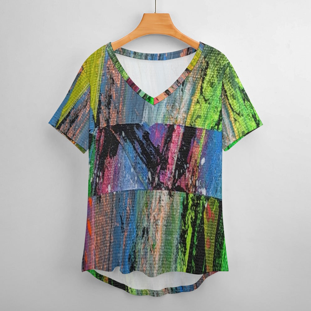 Gavin Scott Ice Silk V-Neck Short-sleeve Shirt (Femme S-5XL)