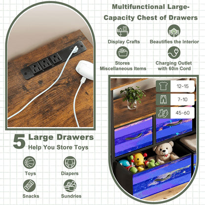 Gavin Scott TV Stand w/5 Drawer Dresser & Charging Station