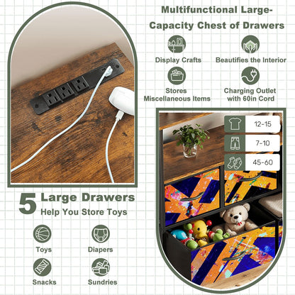 Gavin Scott TV Stand w/5 Drawer Dresser & Charging Station