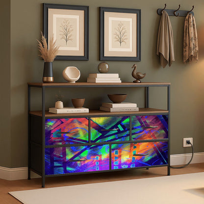 Gavin Scott TV Stand w/5 Drawer Dresser & Charging Station