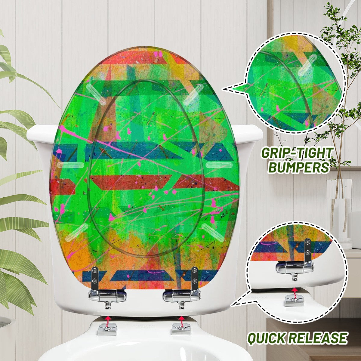 Gavin Scott Elongated Toilet Seat w/Matching Soft-close Lid (V-Shape)