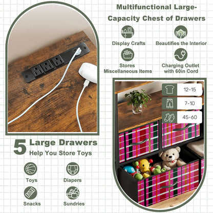 Gavin Scott TV Stand w/5 Drawer Dresser & Charging Station